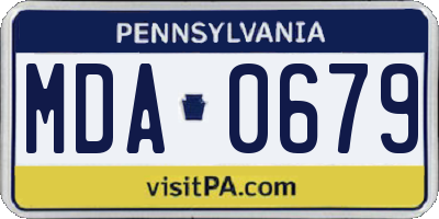 PA license plate MDA0679