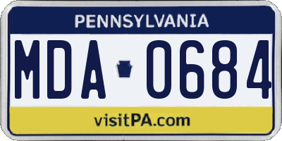 PA license plate MDA0684