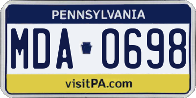 PA license plate MDA0698