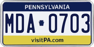 PA license plate MDA0703