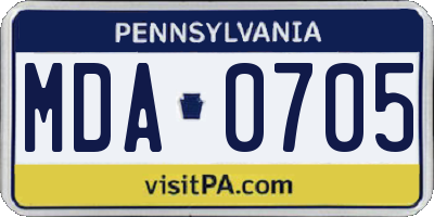 PA license plate MDA0705