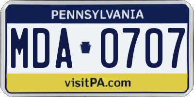 PA license plate MDA0707