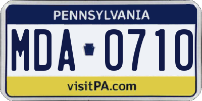 PA license plate MDA0710