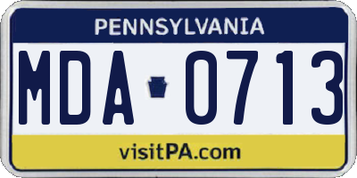 PA license plate MDA0713