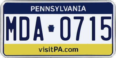 PA license plate MDA0715