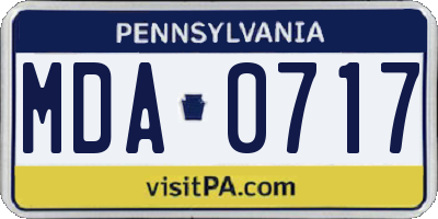 PA license plate MDA0717