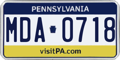 PA license plate MDA0718