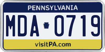 PA license plate MDA0719