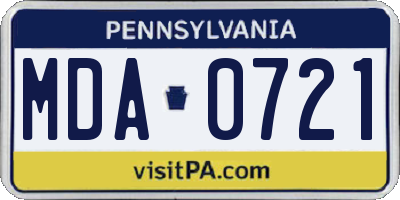 PA license plate MDA0721
