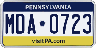 PA license plate MDA0723