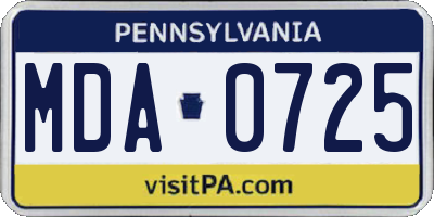 PA license plate MDA0725