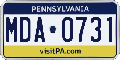 PA license plate MDA0731