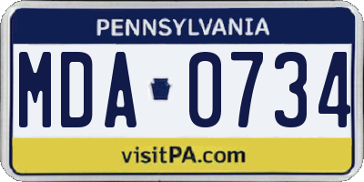 PA license plate MDA0734