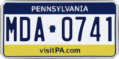 PA license plate MDA0741