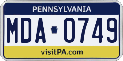 PA license plate MDA0749