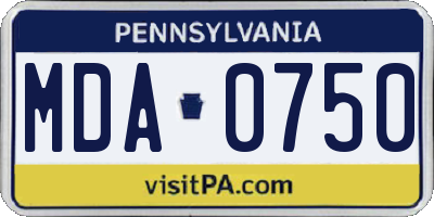 PA license plate MDA0750