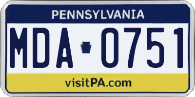 PA license plate MDA0751