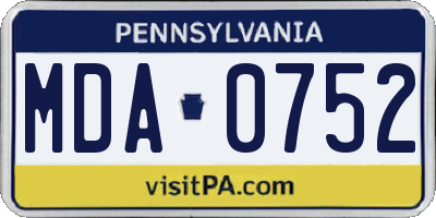 PA license plate MDA0752