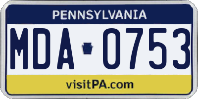 PA license plate MDA0753