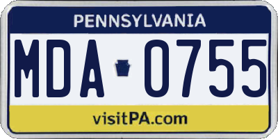 PA license plate MDA0755