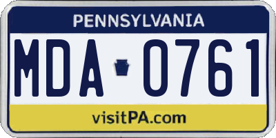 PA license plate MDA0761