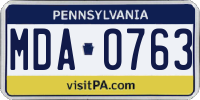 PA license plate MDA0763