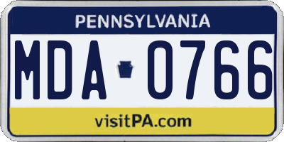PA license plate MDA0766