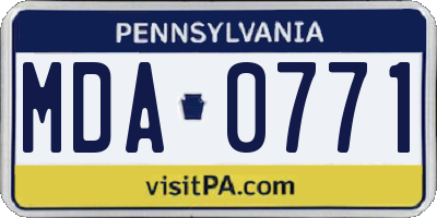 PA license plate MDA0771