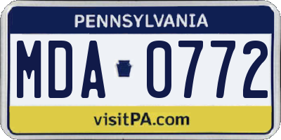 PA license plate MDA0772