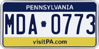 PA license plate MDA0773