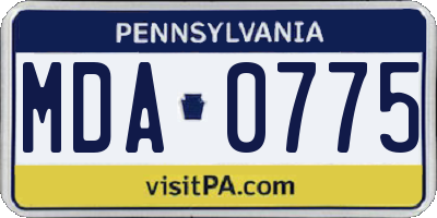 PA license plate MDA0775