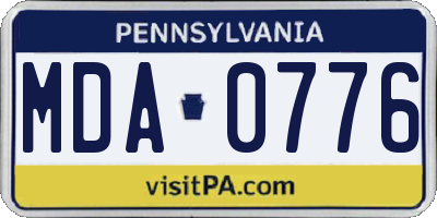 PA license plate MDA0776