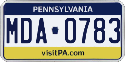 PA license plate MDA0783