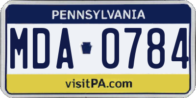 PA license plate MDA0784