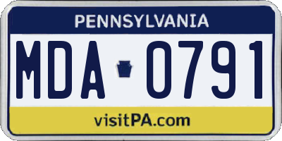 PA license plate MDA0791