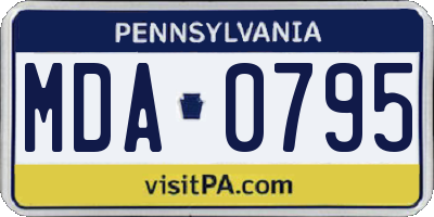 PA license plate MDA0795