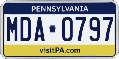 PA license plate MDA0797