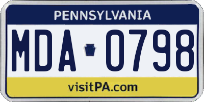 PA license plate MDA0798