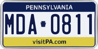 PA license plate MDA0811
