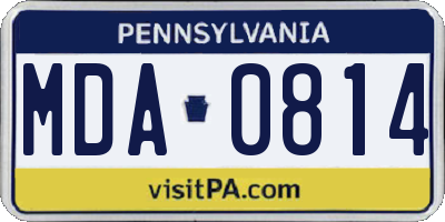 PA license plate MDA0814