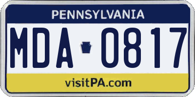 PA license plate MDA0817