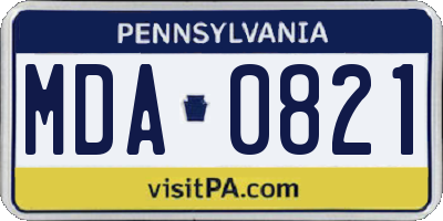 PA license plate MDA0821