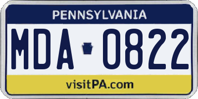 PA license plate MDA0822