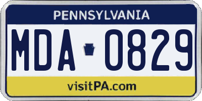 PA license plate MDA0829