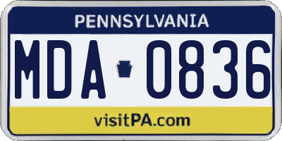 PA license plate MDA0836