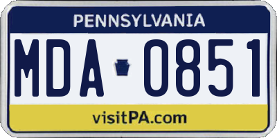 PA license plate MDA0851