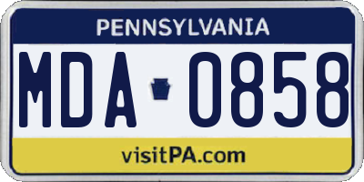 PA license plate MDA0858