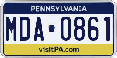 PA license plate MDA0861