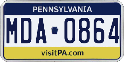 PA license plate MDA0864