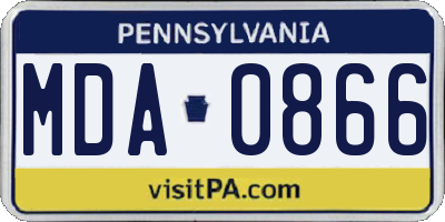 PA license plate MDA0866